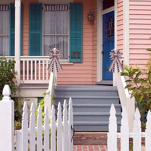 Miniatura 4 de ABTOLS Lazos patrióticos grandes para corona para puerta delantera, 4 de julio, rojo, azul, blanco, estrellas y rayas para corona, lazos patrióticos