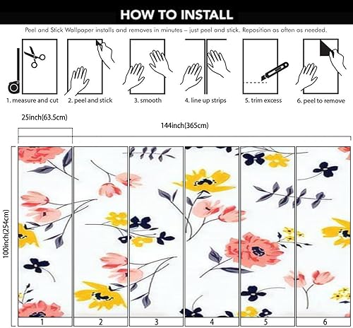 Miniatura 6 de Modern Wallpaper Murals 3D Floral spring Ditsy Flowers for textile print fashion fabric print Peel and Stick Removable Self-Adhesive PVC Wall