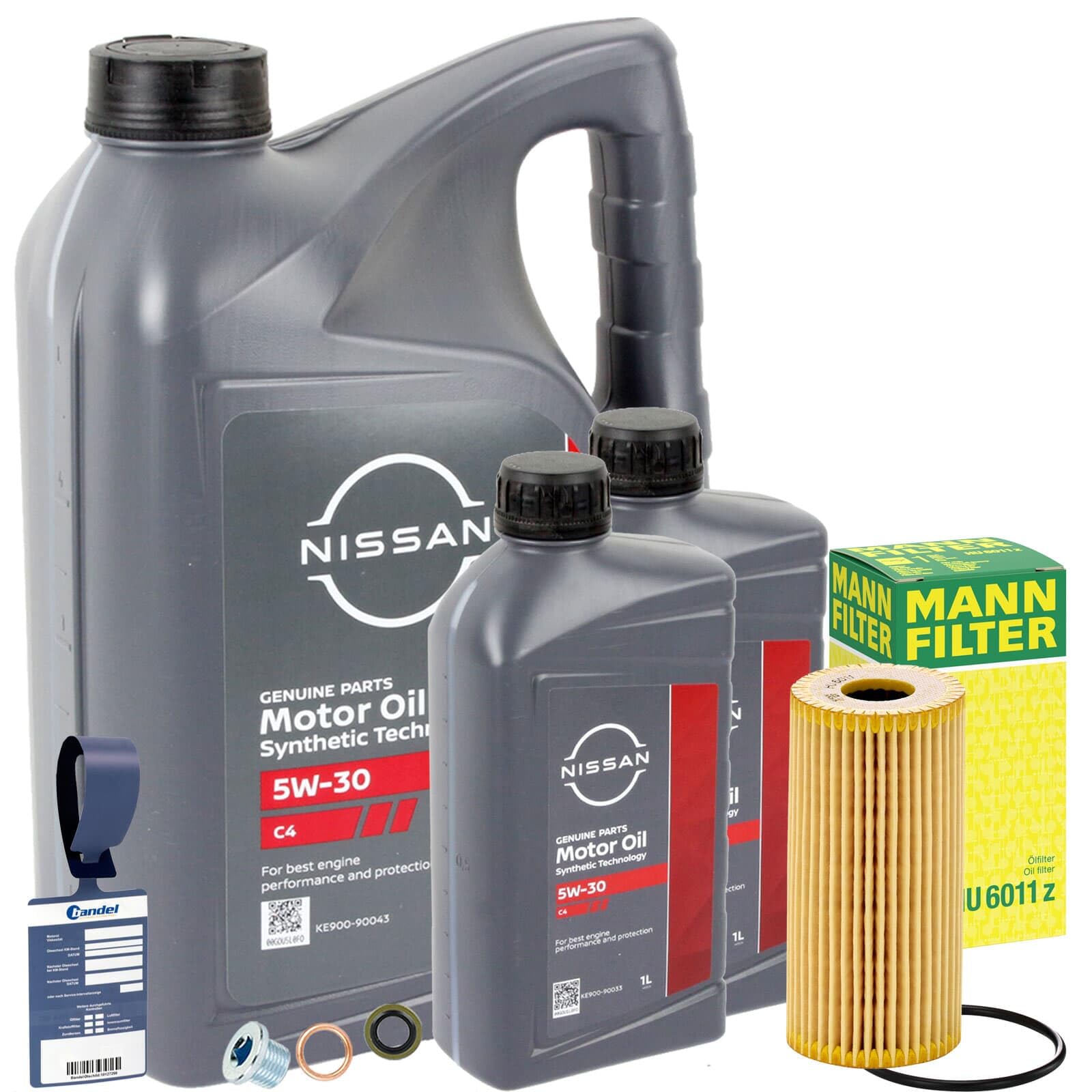 Mann Filter Ölfilter 5W30 C4 Motoröl | HU6011Z+KE90090043+KE90090033+518.471.021+MN1801 passend für Navara D23 NV300 X82