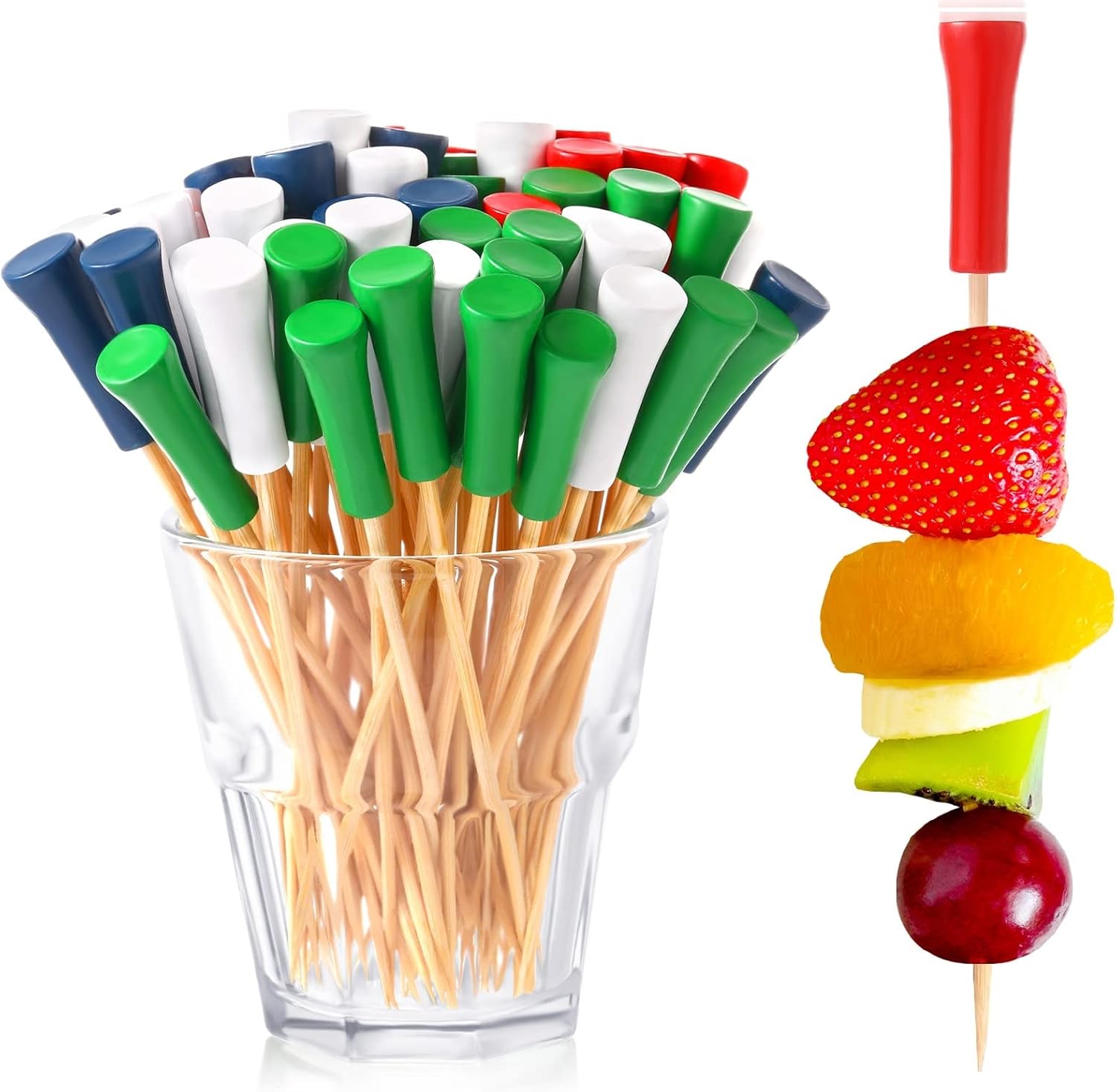 500 Pcs 4.7 Inch Golf Tee Picks for Appetizers Golf Toothpicks Decorative Golf End Sports Bamboo Fruit Sandwich Cocktail Picks for Golf Party Decoration Supplies Catered Events (Multicolor)