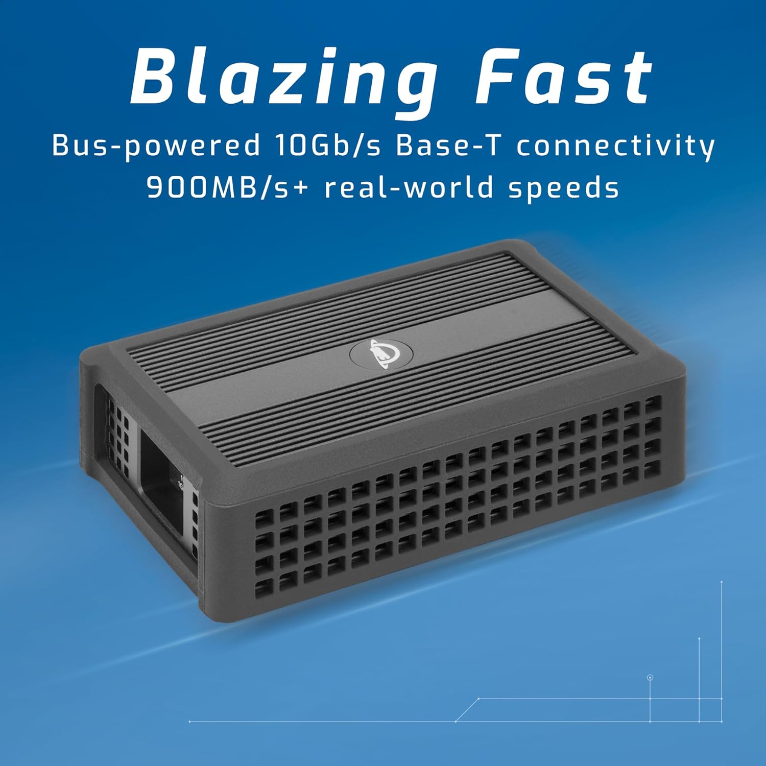 OWC Thunderbolt 3 10G Ethernet Adapter highlighting blazing fast speeds