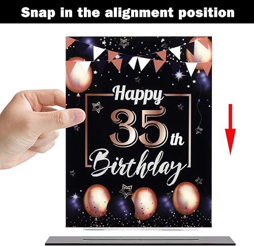 Miniatura 241 de LINGTEER Happy 11th Birthday Decorations, 2Pcs Black&Gold Stand Print Acrylic Table Centerpieces Backdrop Board- Cheers to 11 Years Old Fun Birthday