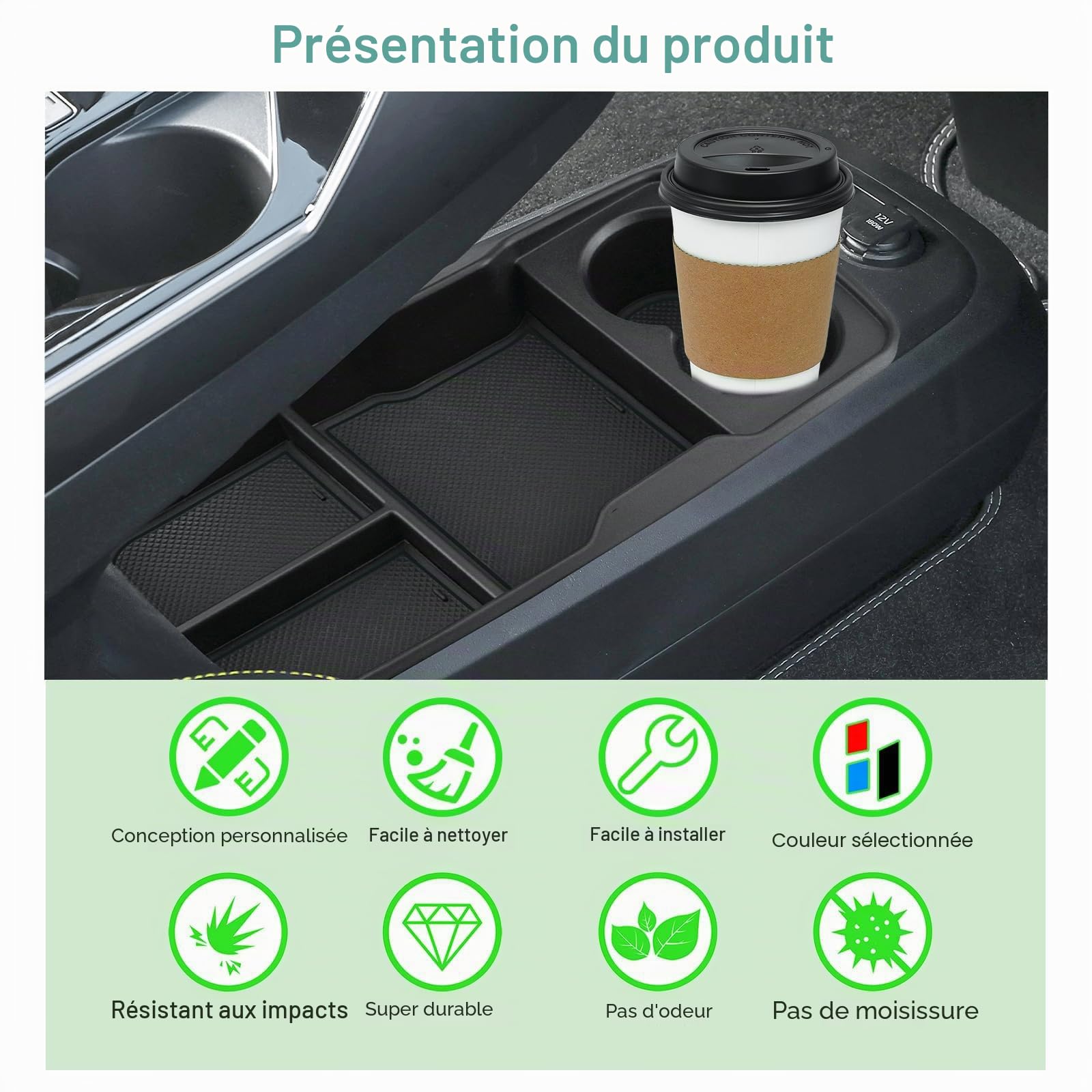 GAFAT Compatible avec Kia EV6 GT Line 2021-2026 2027 Boîte de Rangement pour Console Centrale, Facelift EV 6 2025 Organisateur Plateau Boîte À Gants Bas de Console Centrale, EV6 Accessoires (Noir)