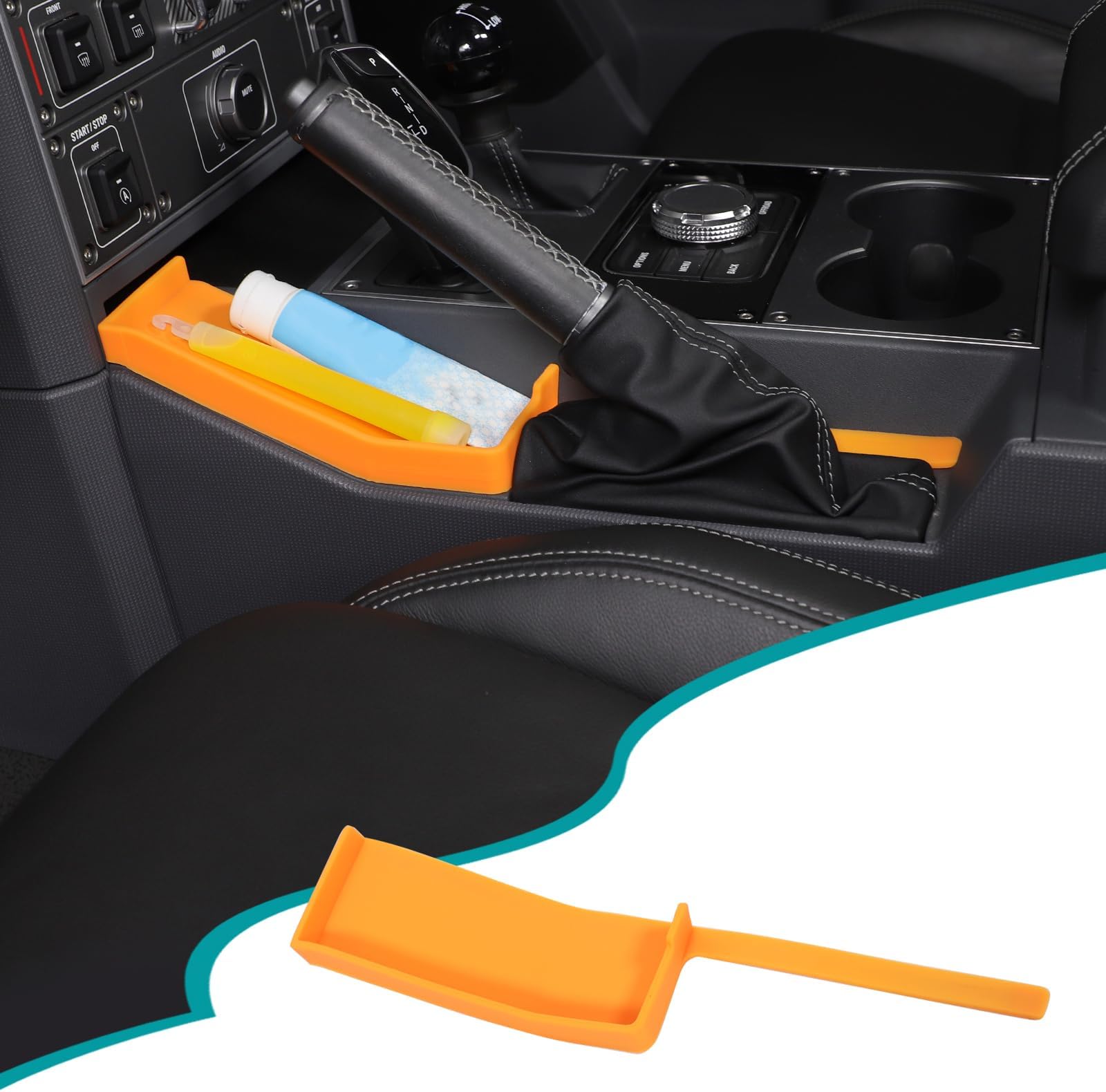 Auto Gear Shifter Console Side Storage Box Compatible with Ineos Grenadier 2020-2025 Car Handbrake Console Side Storage Box Interior Accessories (Orange)