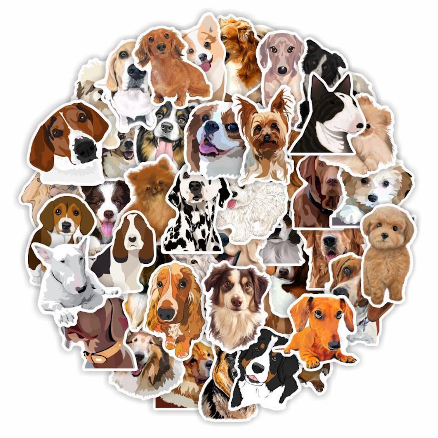 Cute Cartoon Dog Stickers for Girl Water Bottle 50pcs Waterproof Stickers for Teen Skateboard Guitar Phone Laptop Bicycle Travel Case (Dog)