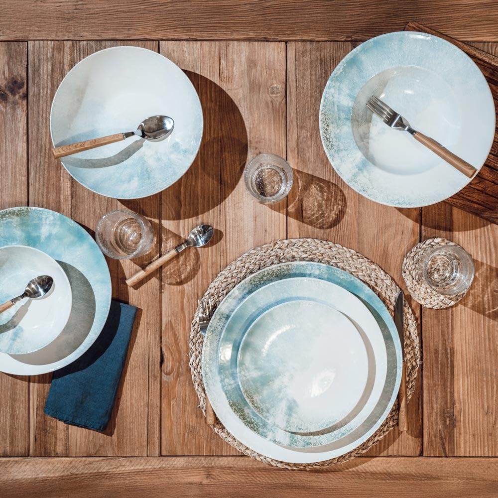 Table Passion - Assiette Creuse Dune 19 Cm Lot De 6 - Porcelaine Blanche Design Martelé