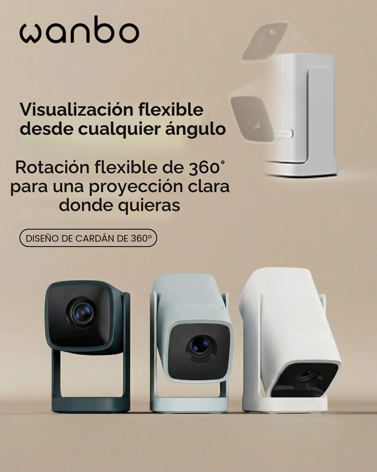 Wanbo Cube 1 Pro - Proyector Inteligente con Android TV y Google Play - Mini proyector portátil Compacto y Altavoz Bluetooth de 8 W, corrección Keystone, Cine en casa para Espacios pequeños