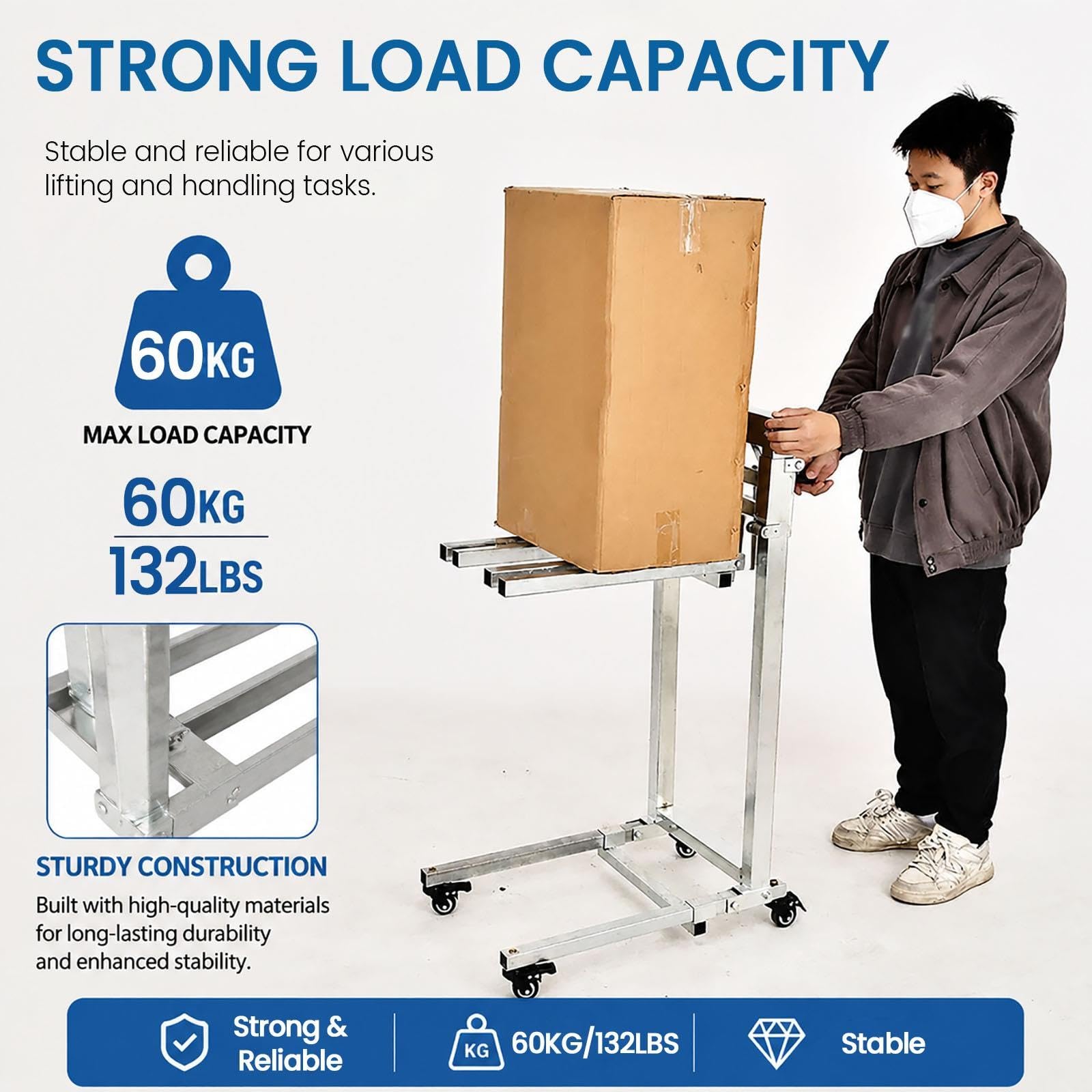 JYHHCYS Magazzino Transpallet Manuale 60kg Carrello Manuale Regolabile