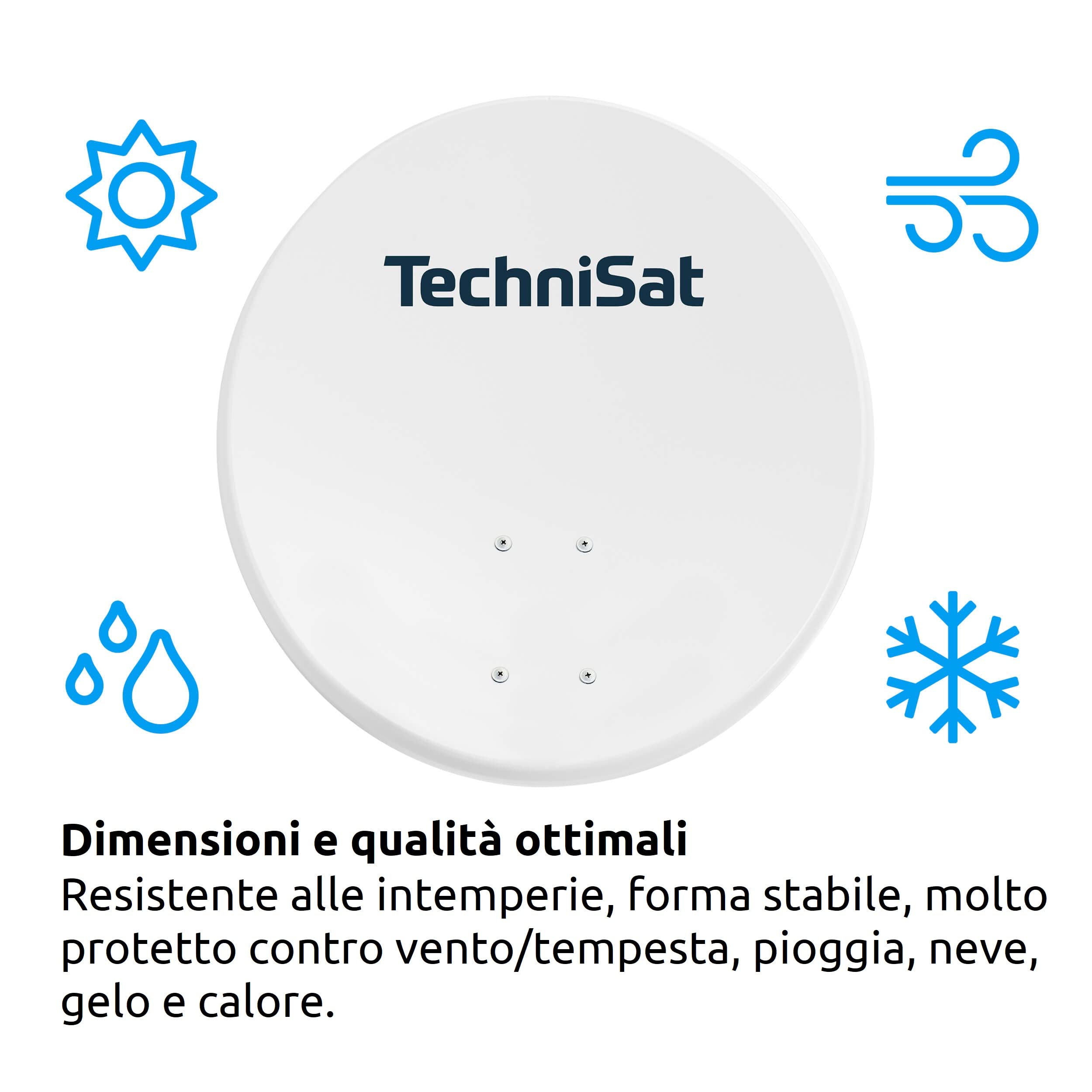 TechniSat TECHNITENNE 60 - Antenna parabolica per 2 utenti (impianto satellitare digitale da 60 cm, set completo, antenna con supporto per fissaggio a palo e LNB twin universale) grigio chiaro - Vista 6