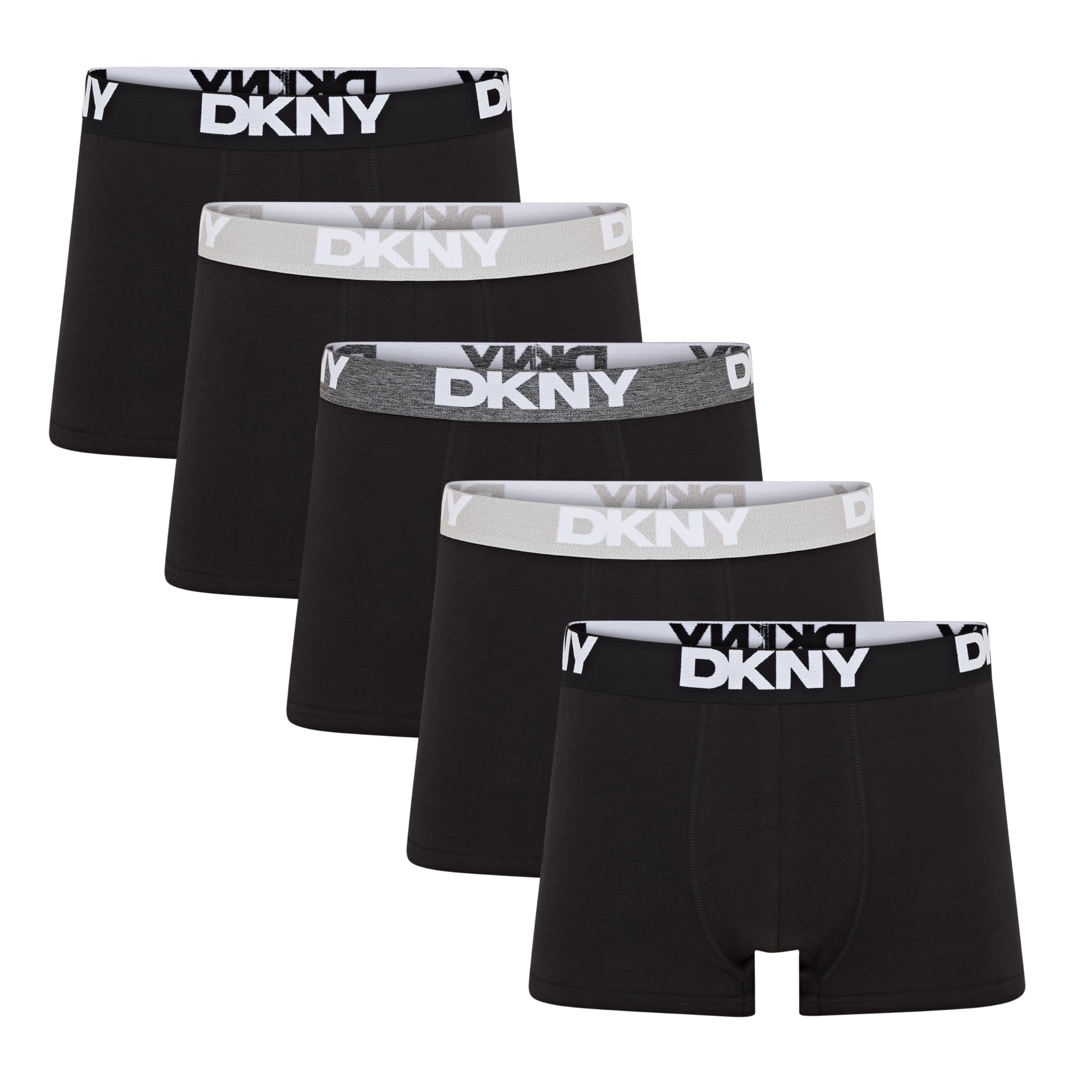 DKNY Portland Mens Boxers Shorts Multipack | Pack Of 5 Cotton Boxers For Men | Soft Breathable Trunks, Premium Cotton Fabric | Mens Underwear Trunks For Him, Black, L