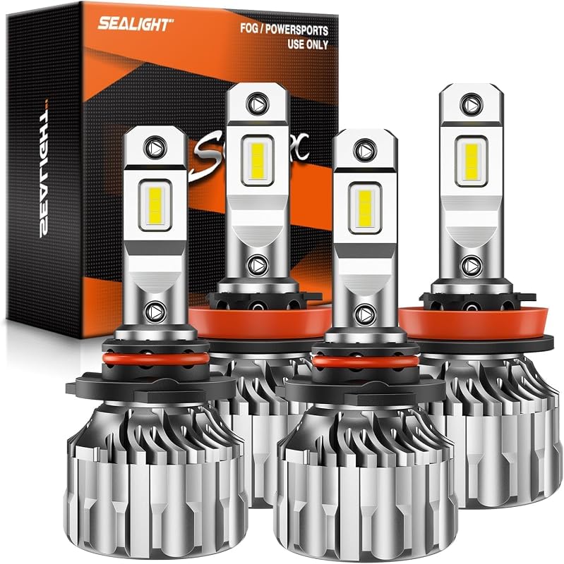 Lâmpadas LED para farol de neblina SEALIGHT 9005/HB3 e H11/H9, 6500K, 12 V – Kit com 4 unidades
