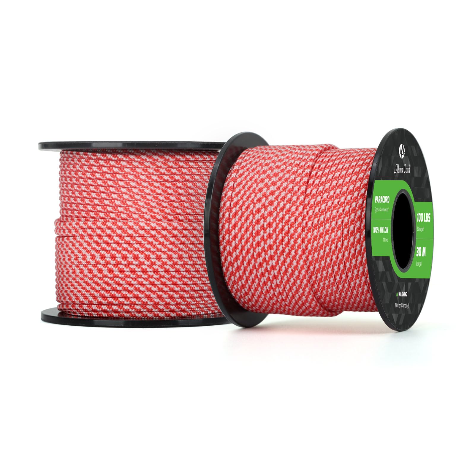 Abma Cord Paracord 100 lbs 2mm 100% Nylon 30M - Candy Cane — image 1