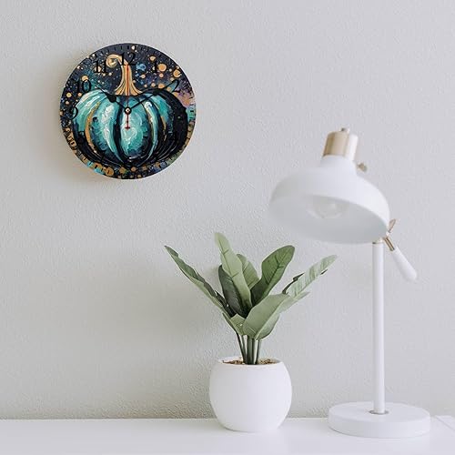 Miniatura 6 de Clocks - Reloj de pared decorativo con diseño de calabaza y lunares para habitación de Halloween, funciona con pilas, de cuarzo, silencioso,