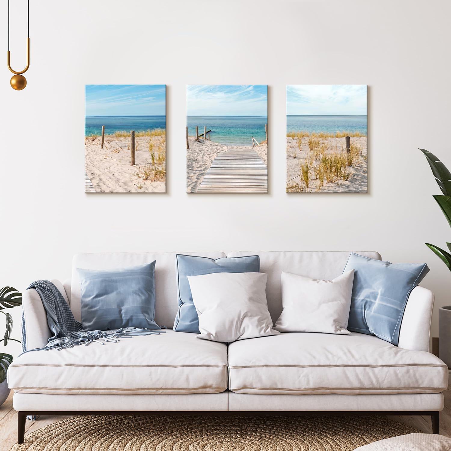 Dazzlewall Plage Murale Art Affiche 3 Pcs Ciel Bleu Mer Côte 12x16 in