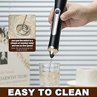 Vista 6 de Espumador de leche eléctrico de mano con 2 cabezas, batidor de café con espuma recargable por USB de 3 velocidades, licuadora de espuma para café