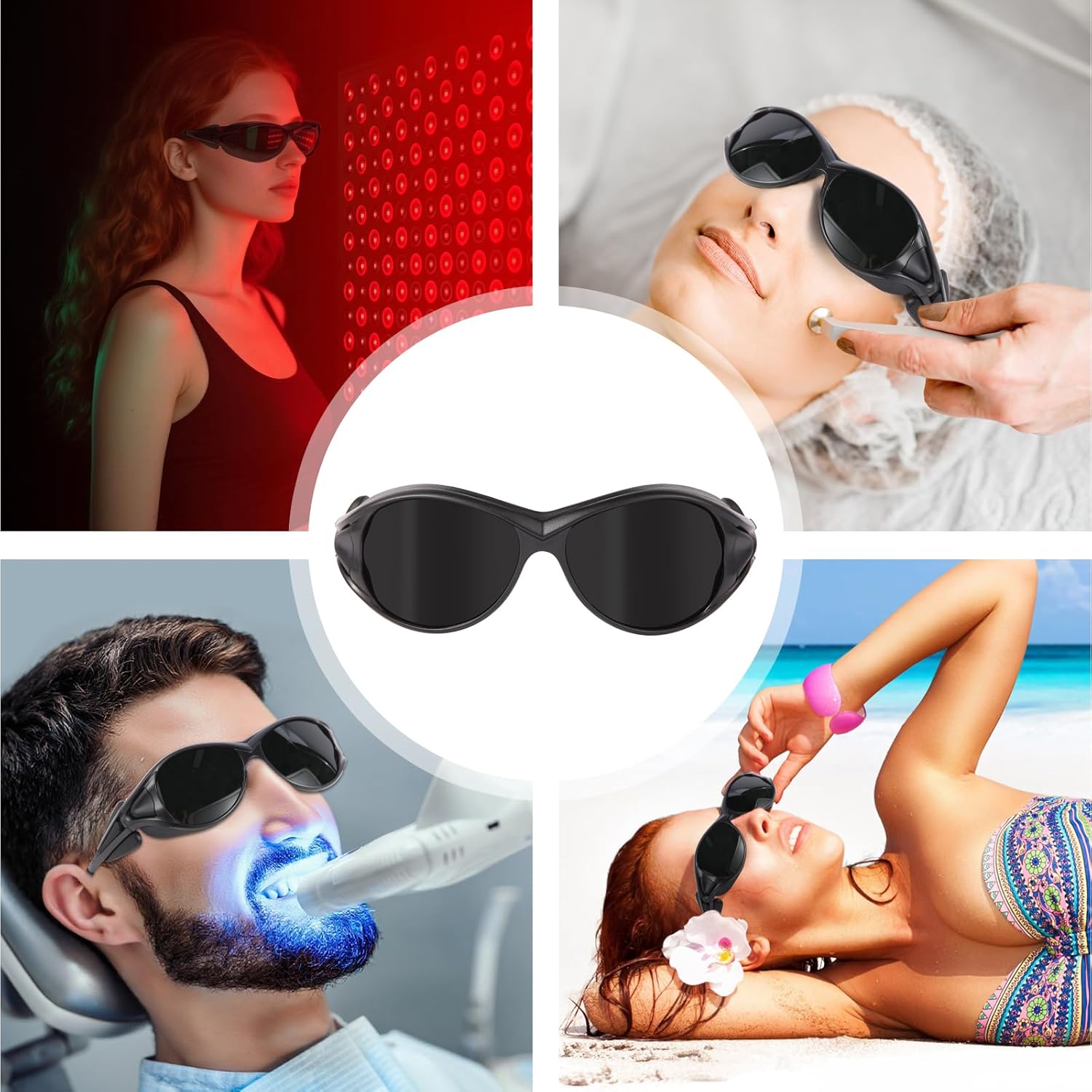 FreeMascot Red Light Therapy Glasses, Laser Safety Glasses IPL 200-2000nm, Eyes Protection for Tanning Goggles and Red Light Therapy - Image 6