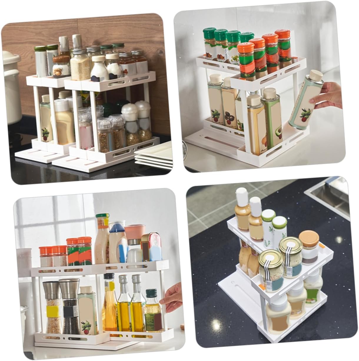 Sink Storage Organizer Pull-out Cabinet Rack for Kitchen Countertop Space-saving Design for Condiments and Bathroom Essentials Easy Access and Clean Look