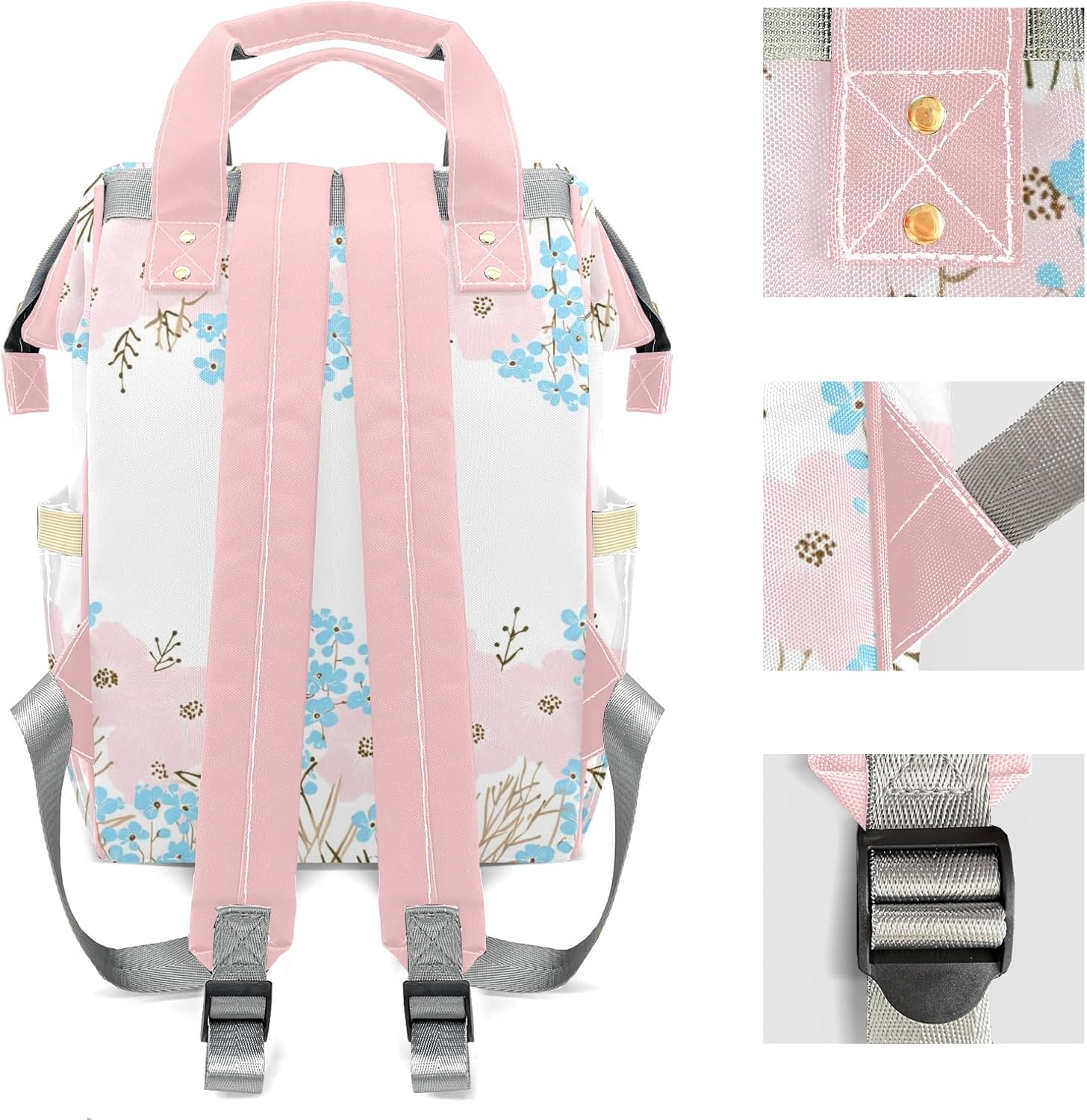 Personalized Diaper Bag Backpack Name Watercolor Floral Multifunction Travel Backpack Nappy Bag Daypack for Mom Dad Boy Girl
