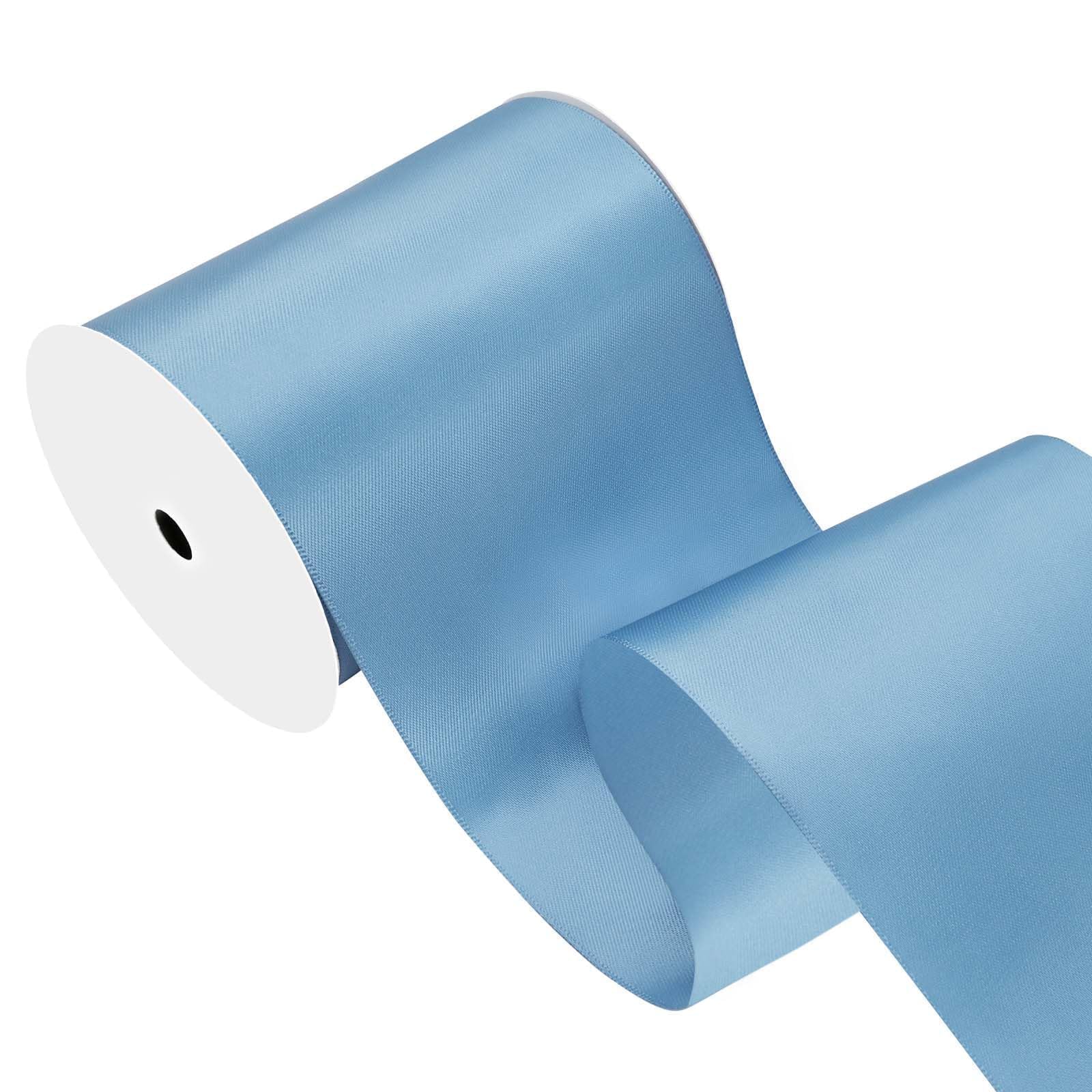 Dusty Blue Satin Ribbon 4 inch X 15 Yards Polyester Ribbon for Gift Wrapping Very Suitable for Weddings Party Hair Bow Invitation Decorations and More