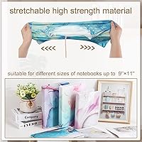 Vista 4 de Teling Paquete de 9 fundas protectoras de tela jumbo elásticas para libros, coloridas, duraderas, lavables, reutilizables, de nailon, para libros