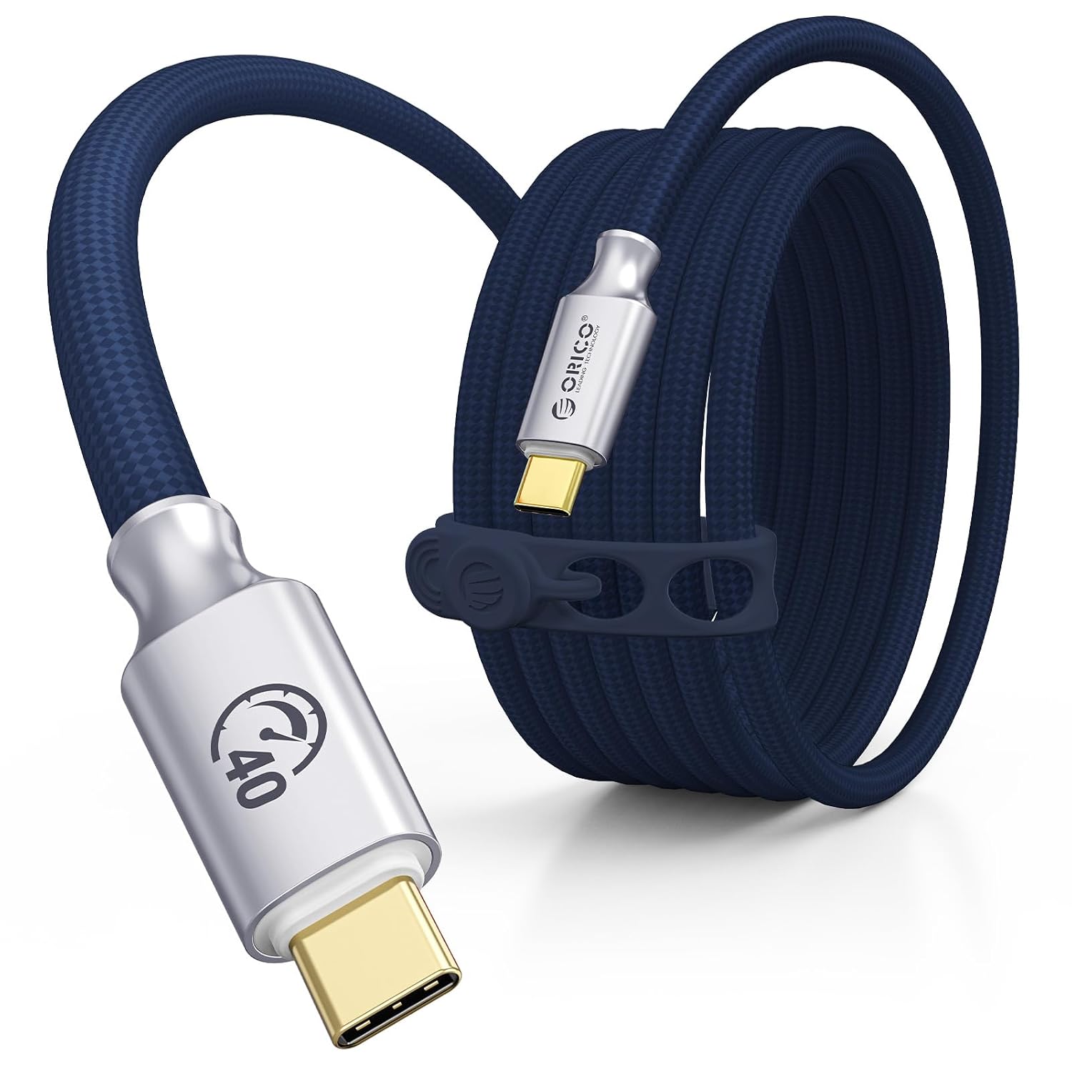 ORICO Auso 40Gbps USB-C Cable 3.3FT with PD 240W Fast Charging, 8K60Hz Video,Thunderbolt4/3 USB4 Compatible Data Cable,for iPhone 17/16/15 MacBook Docking -Blue