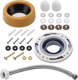 Solimeta Premium Toilet Flange Repair Kit, ABS Flange Repair Kit for 3" and 4" Drain Pipes, Including 12" Braided Stainless Steel Connector-Ideal Toilet Replacement Kit for Plumbing Below Floor