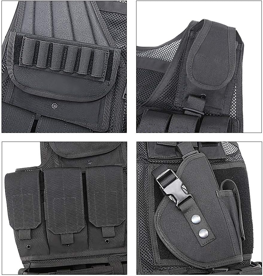 MGFLASHFORCE Tactical Vest Breathable Adjustable Assault Vest Law Enforcement Lightweight Combat Training Vest