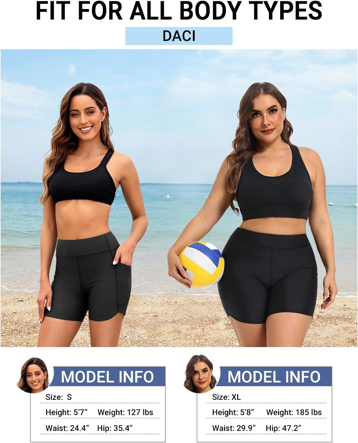 Daci Women High Waisted Swim Shorts - 5"/7" Bathing Suit Short with Pockets Liner Tummy Control Swimsuit Bottom Boy Shorts - Image 7