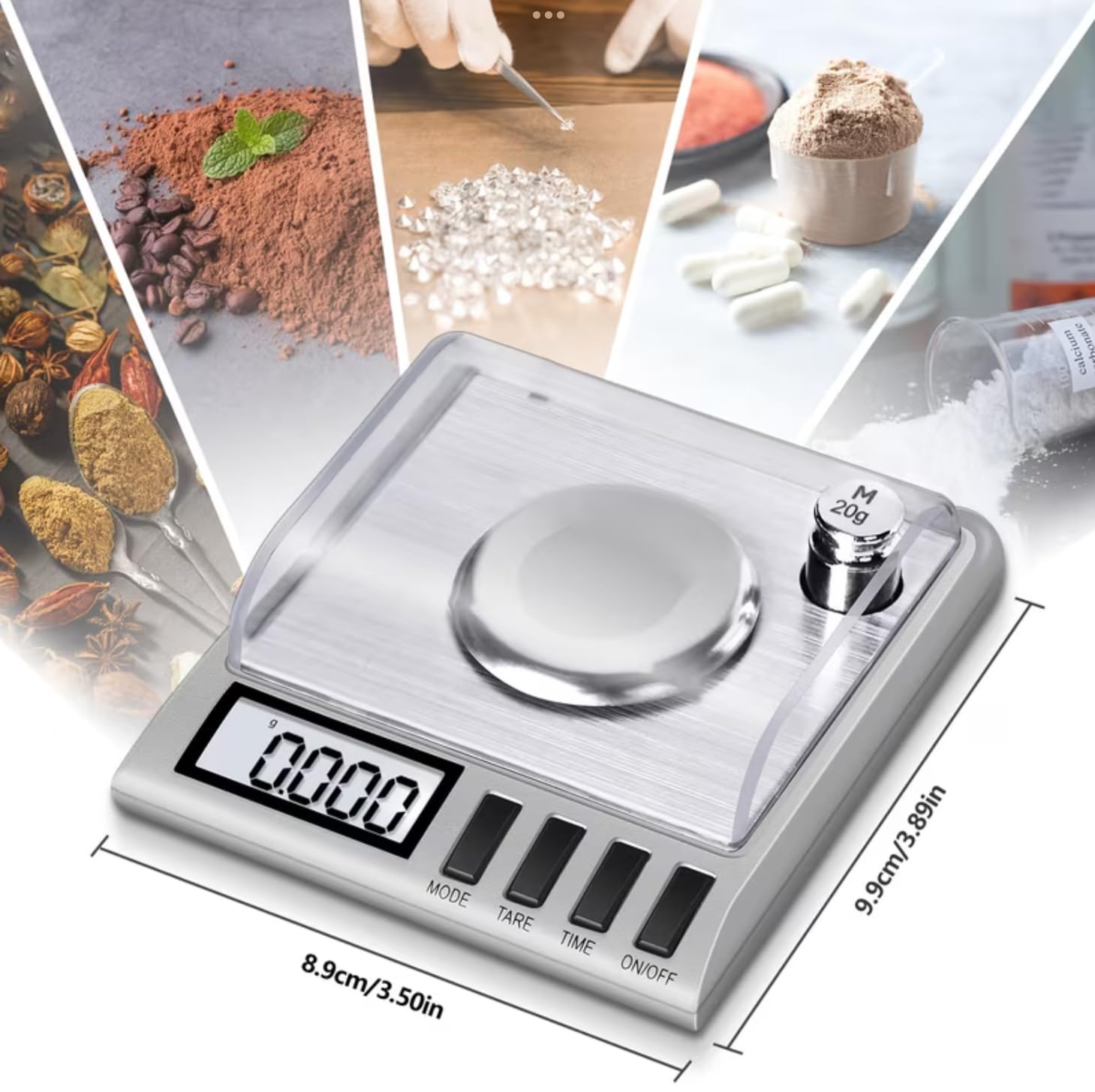 Digital Milligram Scale, High Precision 0.001g, Portable Jewelry Scale with Calibration Weight, Tweezers and Weighing Pan, LCD Display