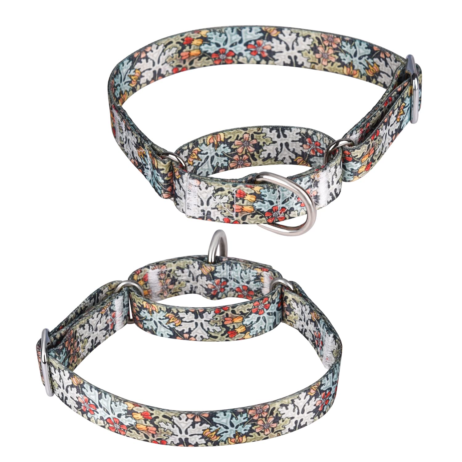 haoyueer Strapazierfähiges Martingale-Hundehalsband aus Nylon, verstellbar, für Spaziergänge, Training, Jungen und Mädchen, Größe M: 36–45 cm, Grün)