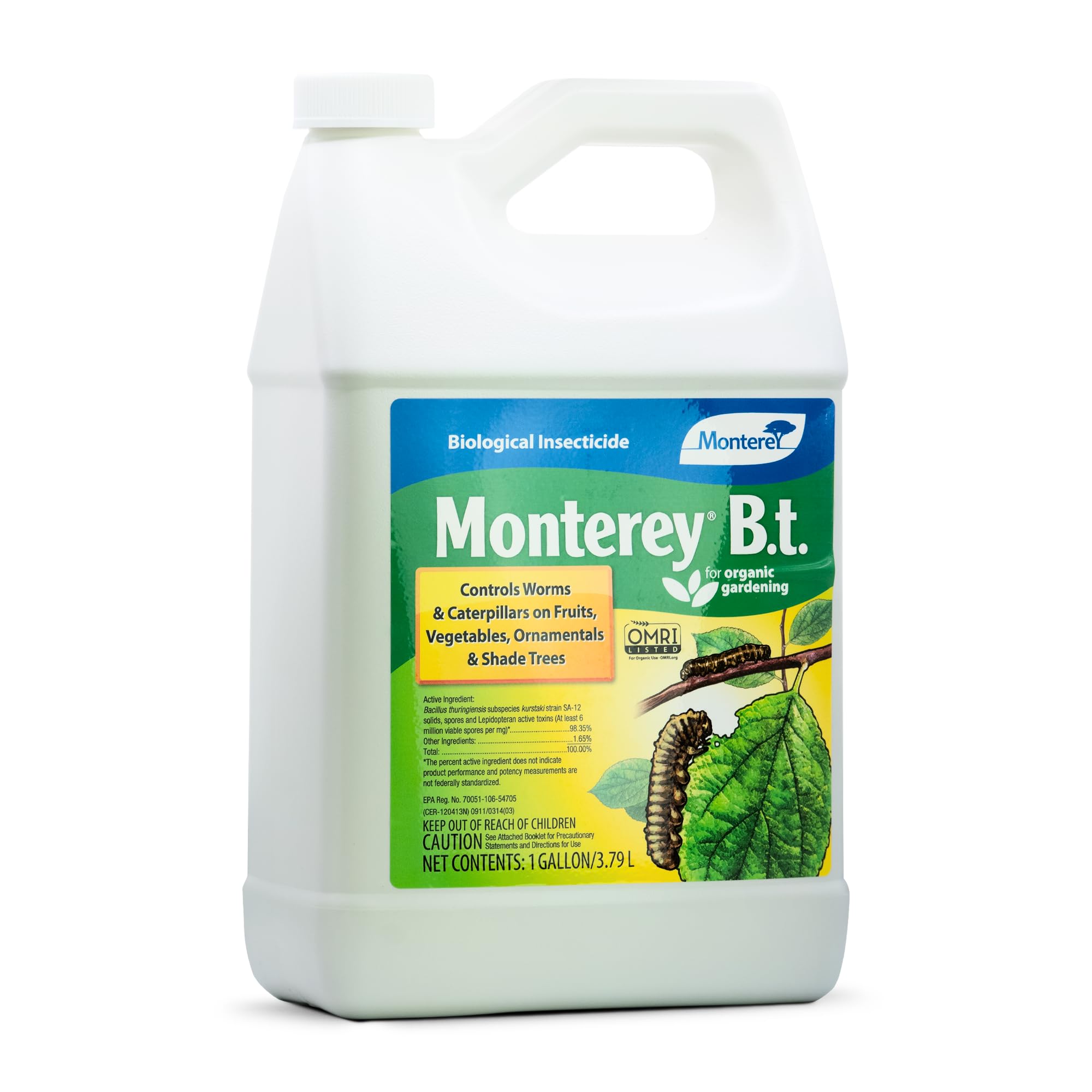 Monterey BT - Bacillus Thuringiensis Concentrate for Organic Worm and Caterpillar Control - 1 Gallon