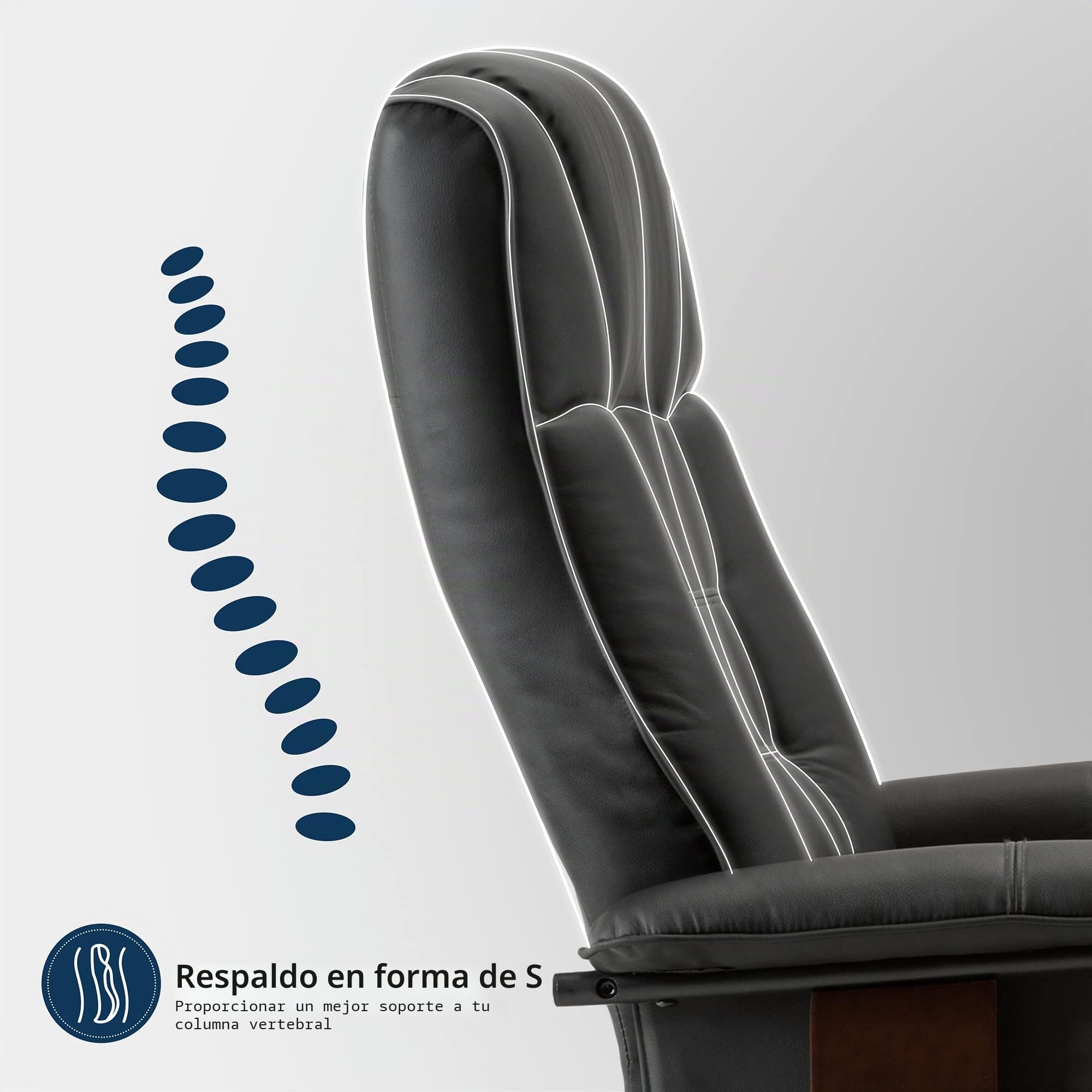 M MCombo sillón reclinable con Taburete, sillón TV Giratorio 360° con función reclinable, sillón TV Que soporta hasta 120 kg, sillón reclinable Moderno para salón, 9019