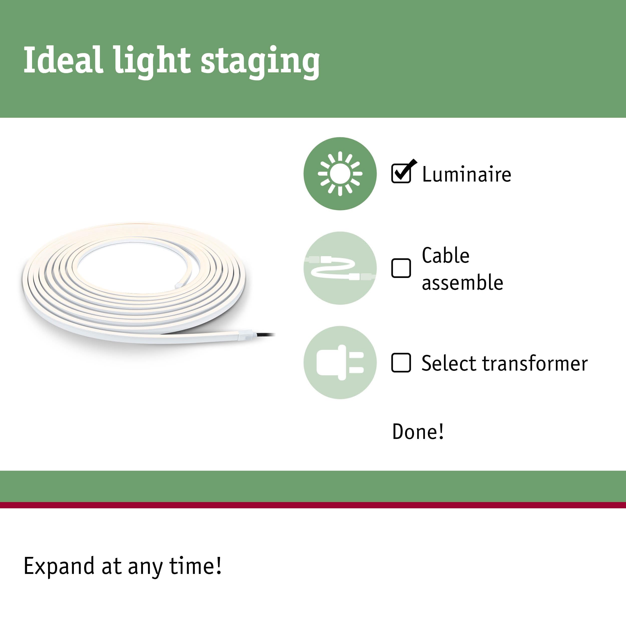 Paulmann 94681 Plug & Shine LED outdoor luminaire Strips Smooth IP68 1m incl. 1x11W dimmable white plastic 3000K - Image 2