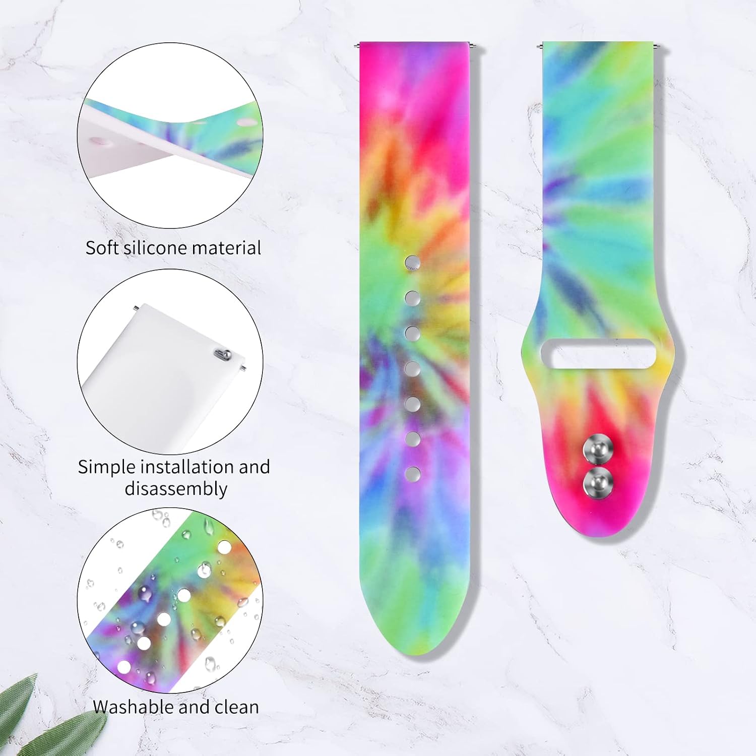 Vozehui Band Compatible with Tie-dyed Leopard Print Fitbit Versa/Fitbit Versa 2/Fitbit Versa Lite,Leopard Tie-dyed Print Silicone Sport Band for Fitbit Versa/Versa 2/Versa Lite Smart Watch Women Men