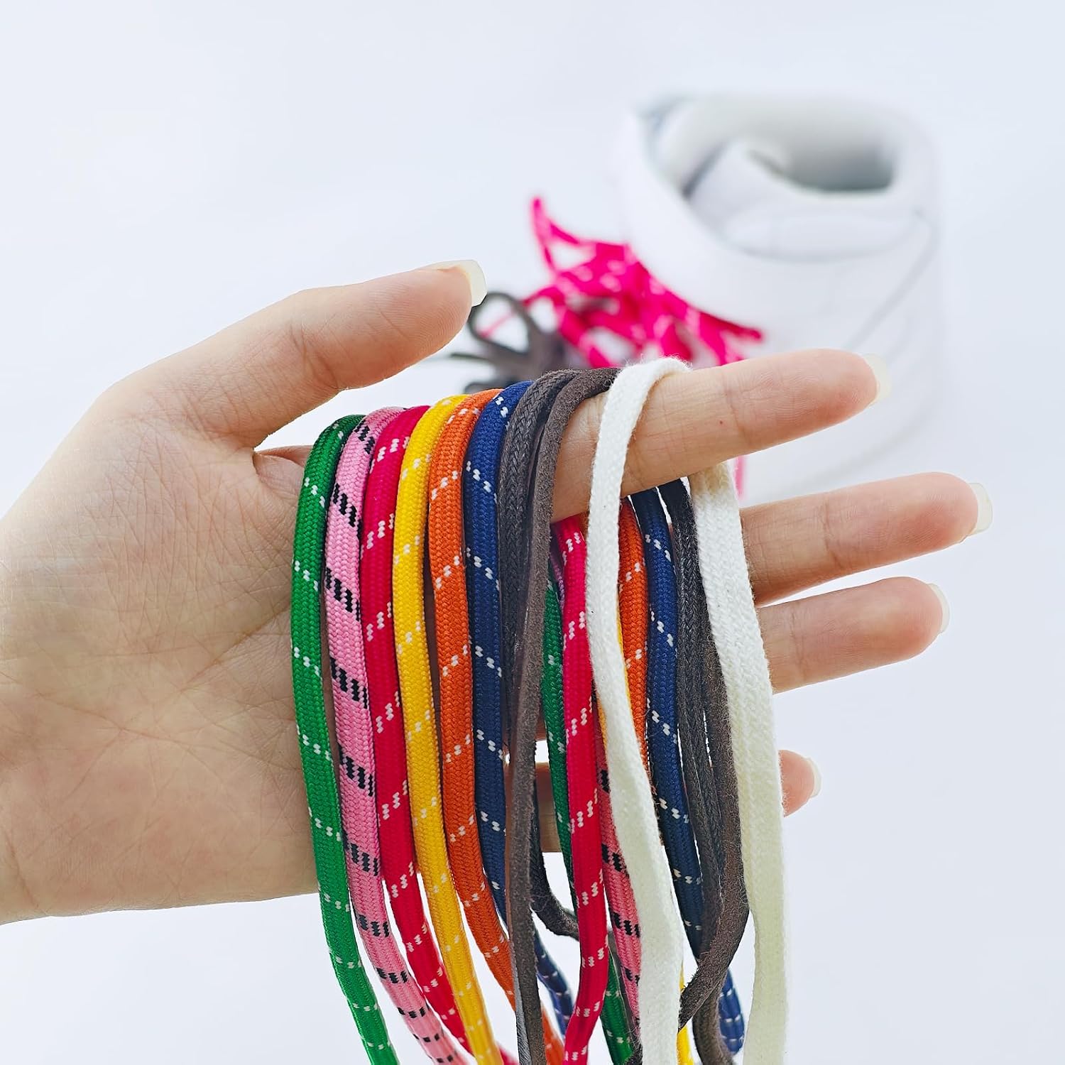 UamGlsob 4PCS Multi Color Shoe Laces for Sneakers, Cool Fun Cute Design DIY Fashion Colored Shoelaces Replacement Strings
