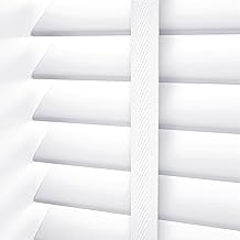 Ruby deals Custom Made to Measure Faux Wood Venetian Blinds Window - Easy Fit Child Safe Home Office -50mm Slats with Aluminum Headrail Tape Design White Venetian Blind, W60cm x L150cm