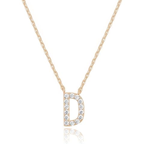 PAVOI 14K White Gold Plated Cubic Zirconia Initial Necklace | Letter Dainty Necklaces for Women