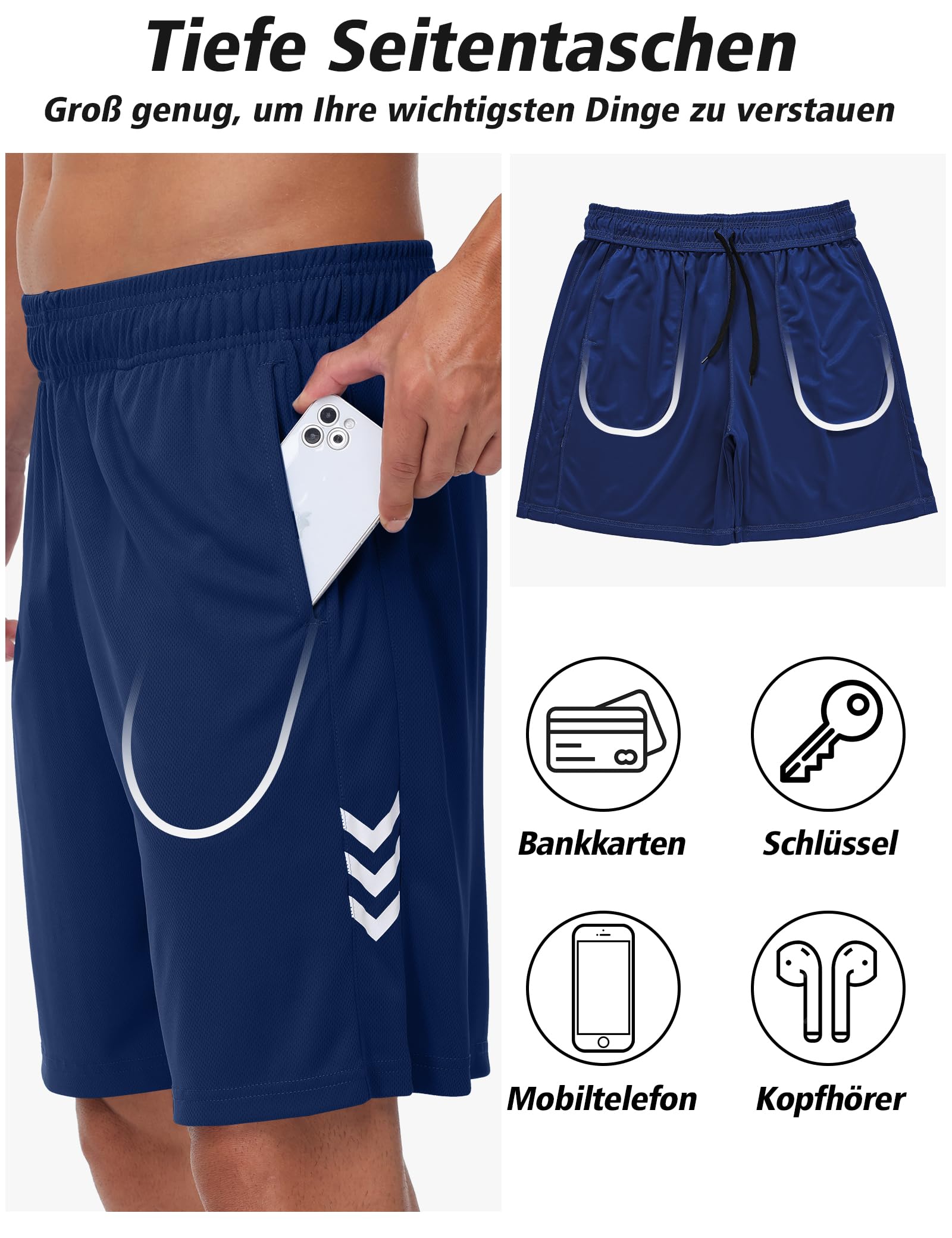Pantalón Corto Hombre Deporte Paquete 3 Correr Shorts Secado Rápido Bolsillos