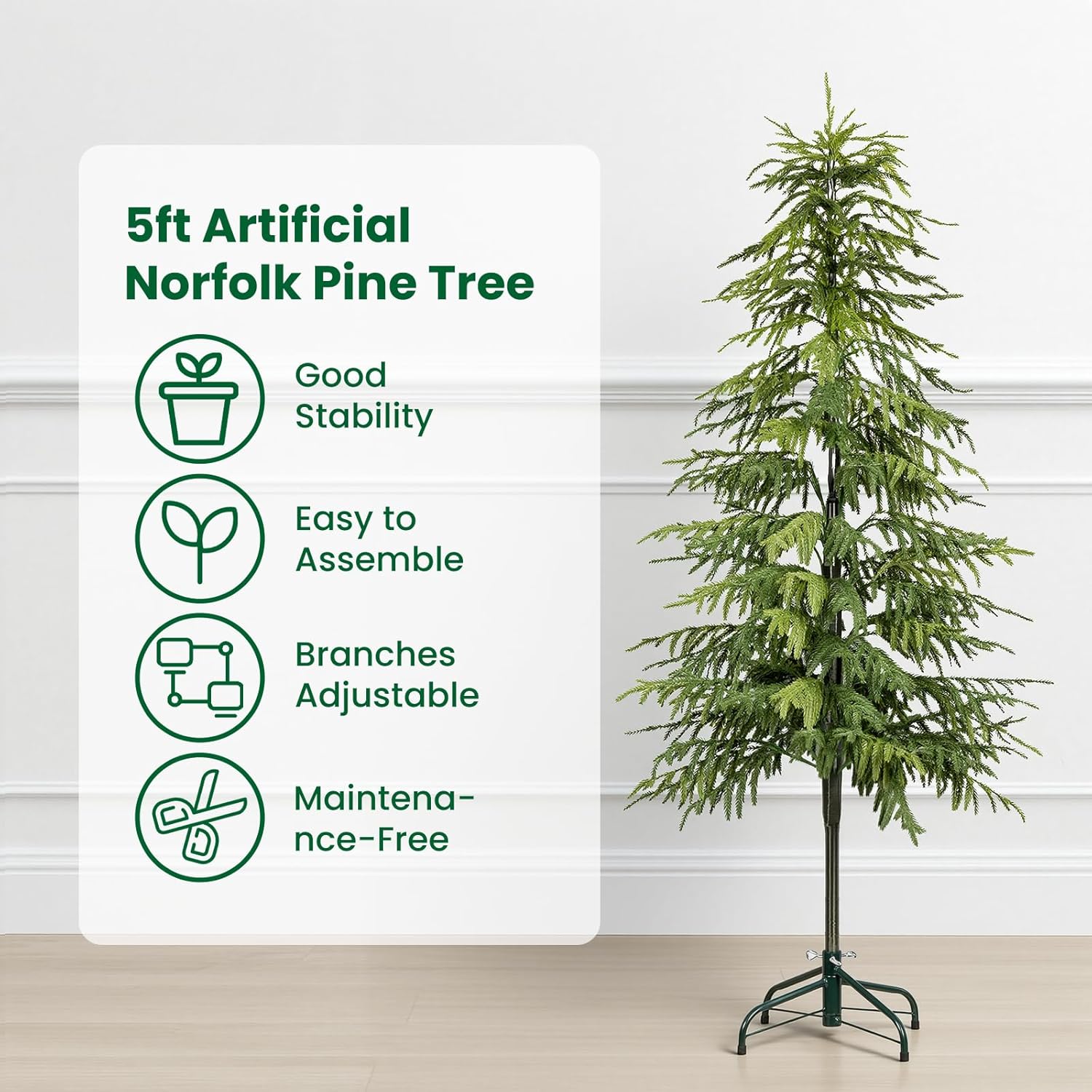 5ft artificial norfolk pine trees, real touch faux cedar topiary slim christmas tree large indoor outdoor fake evergreen plants for outdoor & indoor use holiday christmas decor norfolk pine trees 5ft