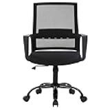 Office Chair Ergonomic Desk Chair Mid Back Computer Chair with Lumbar Support Armrests Breathable Mesh Height Adjustable Chair Rolling Swivel Chairs for Home Office,Black