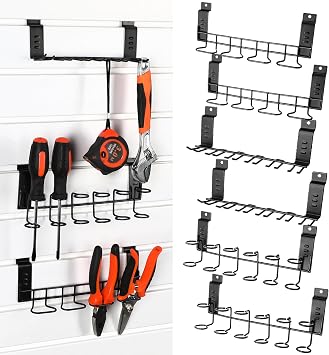 Yaocom 6 Pcs Slatwall Screwdriver Holders Hooks Organizer for Garage, Black