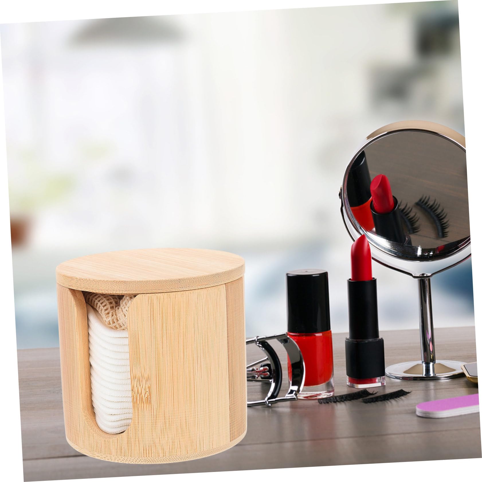 Dischetti Struccanti Riutilizzabili Set in Bamboo per Viso | Tonalità Kaki, Forma Arrotondata, Uso Semplice a Casa o Salone, Presa Naturale e Confortevole del Make-up