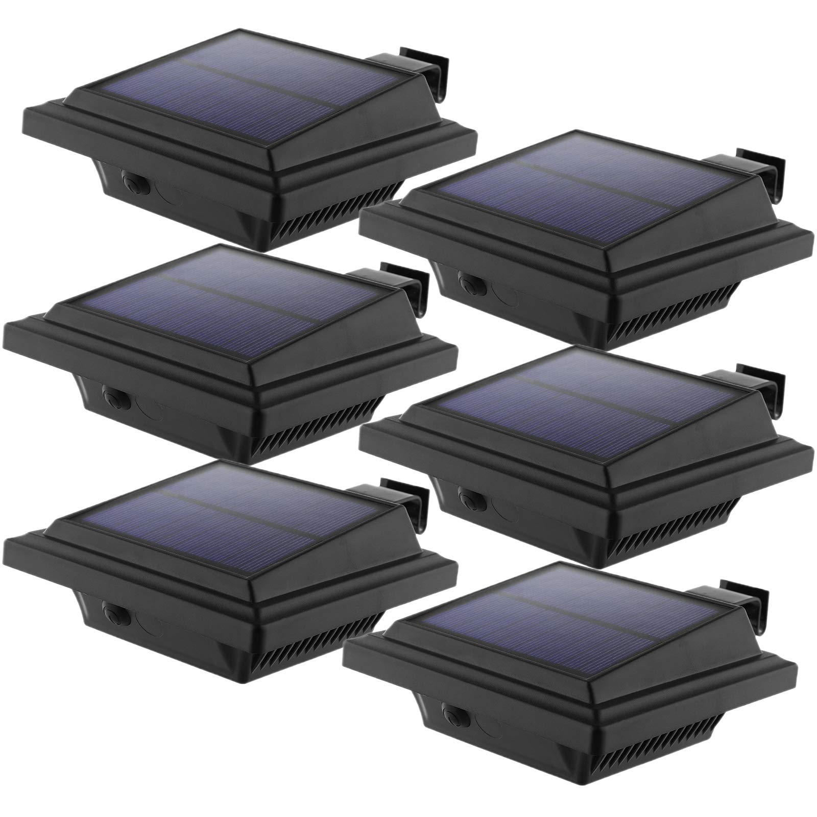 Solarna Lampa LED do Rynny Dachowej, do Użytku na Zewnątrz, 25 Diod LED, Automatyczne Włączanie/Wyłączanie, Czarna, Ciepłe Białe Światło (Zestaw 6 Szt.)