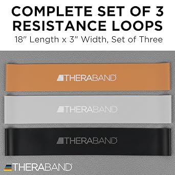 THERABAND Resistance Band Loop Set of 3, Exercise, 18, Black/Silver/Gold | Elastic resistance band for exercise, strength training, stretching and physical therapy - ideal for home workouts