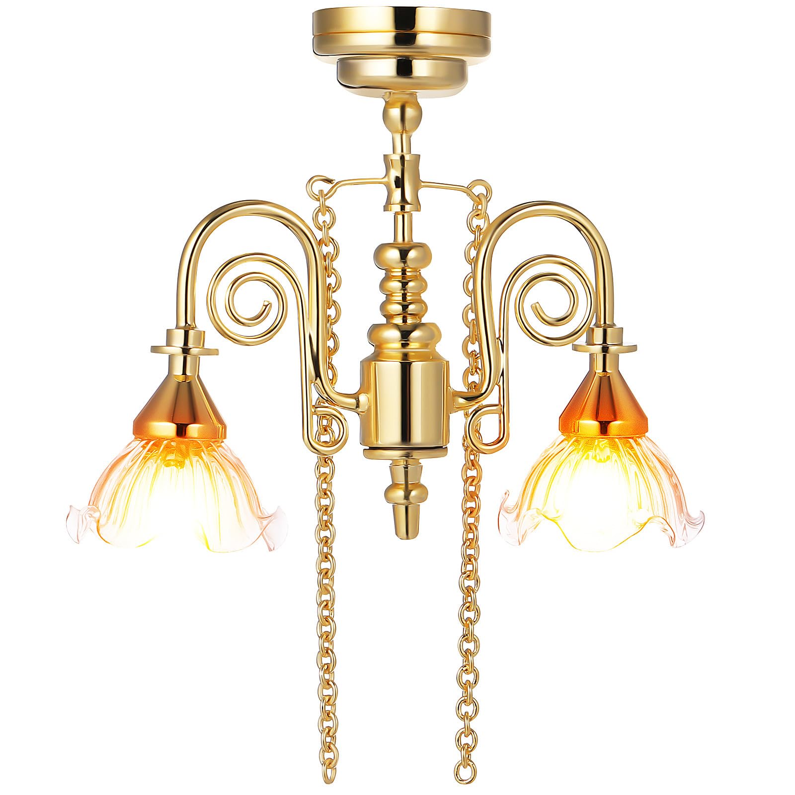 TOYANDONA Miniature Dollhouse Furniture Vintage Ceiling Light with Working Led Magnetic Attachment Mini Lamp for Dollhouse Decoration and Mini Furniture Accessories