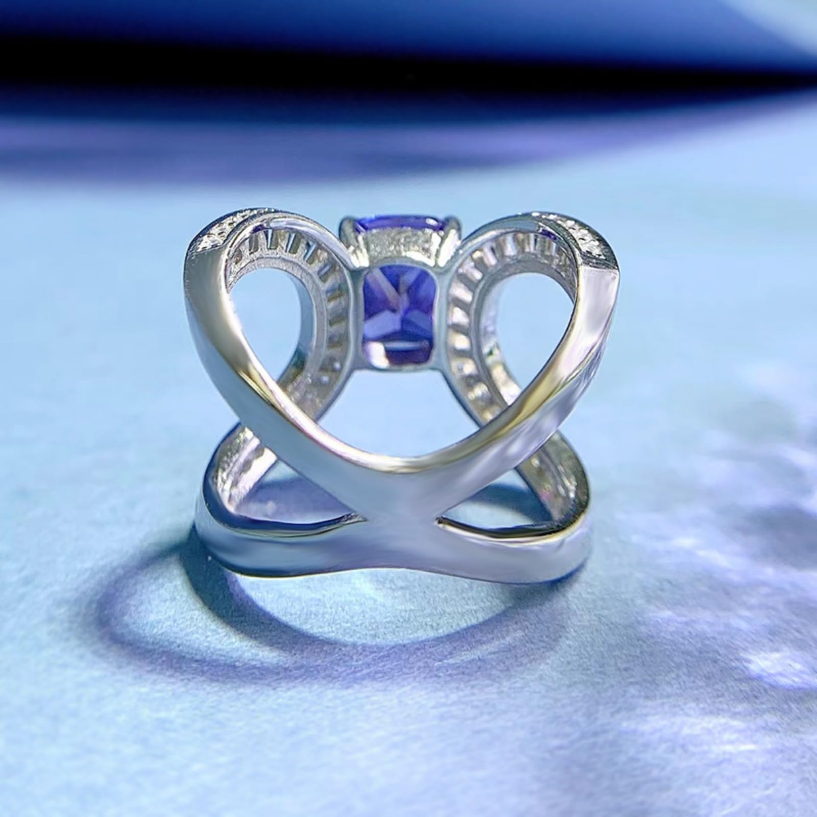 Anelli di fidanzamento allungati da 3 carati con taglio a cuscino, da donna, a forma di farfalla, in argento Sterling 925, per anniversario, San Valentino, compleanno, 6, Argento, Zirconia