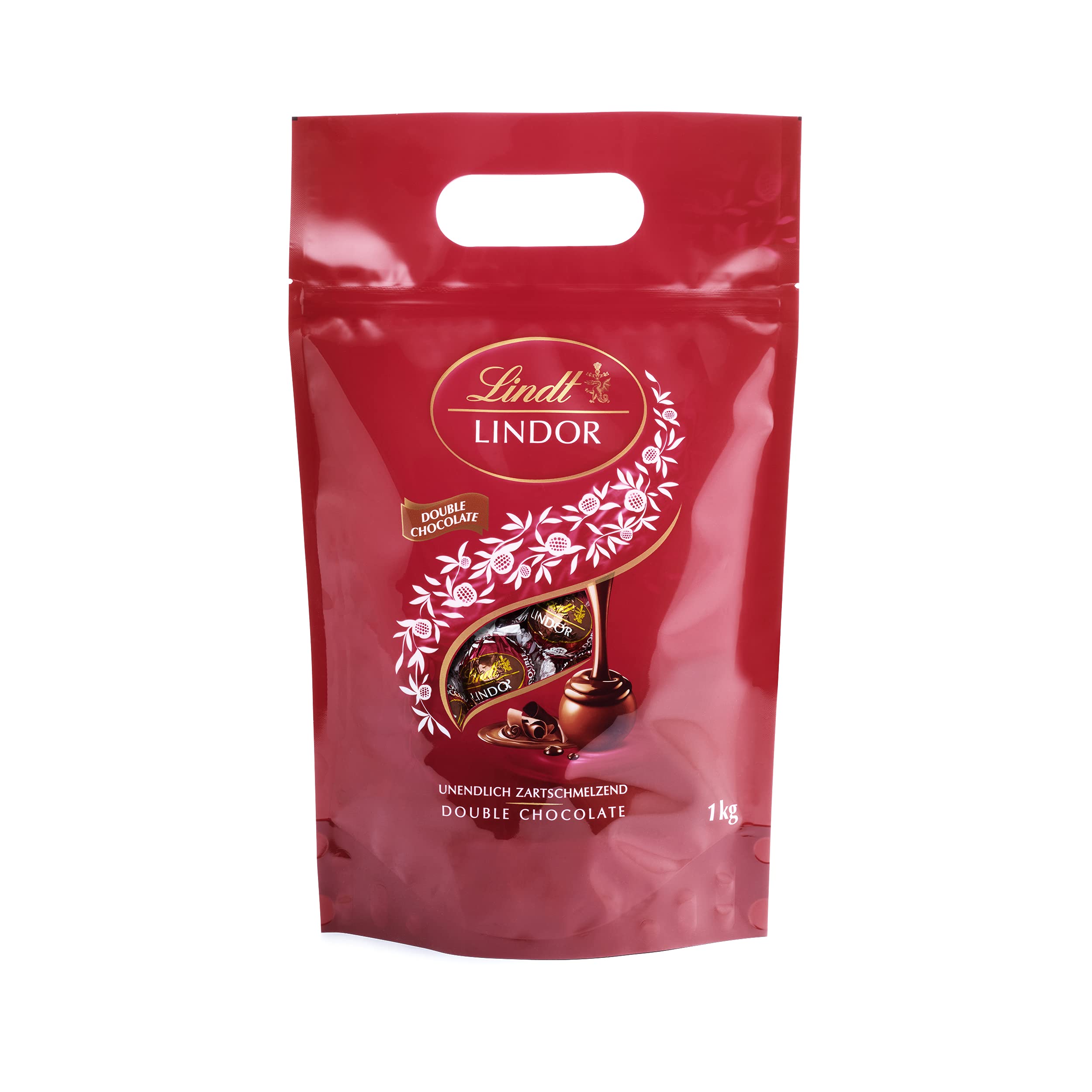 Lindt LINDOR Schokoladen Kugeln Double Chocolate | 1 kg Beutel & LINDOR Schokoladen Kugeln Pistazie | 1 kg Beutel, wiederverschließbar