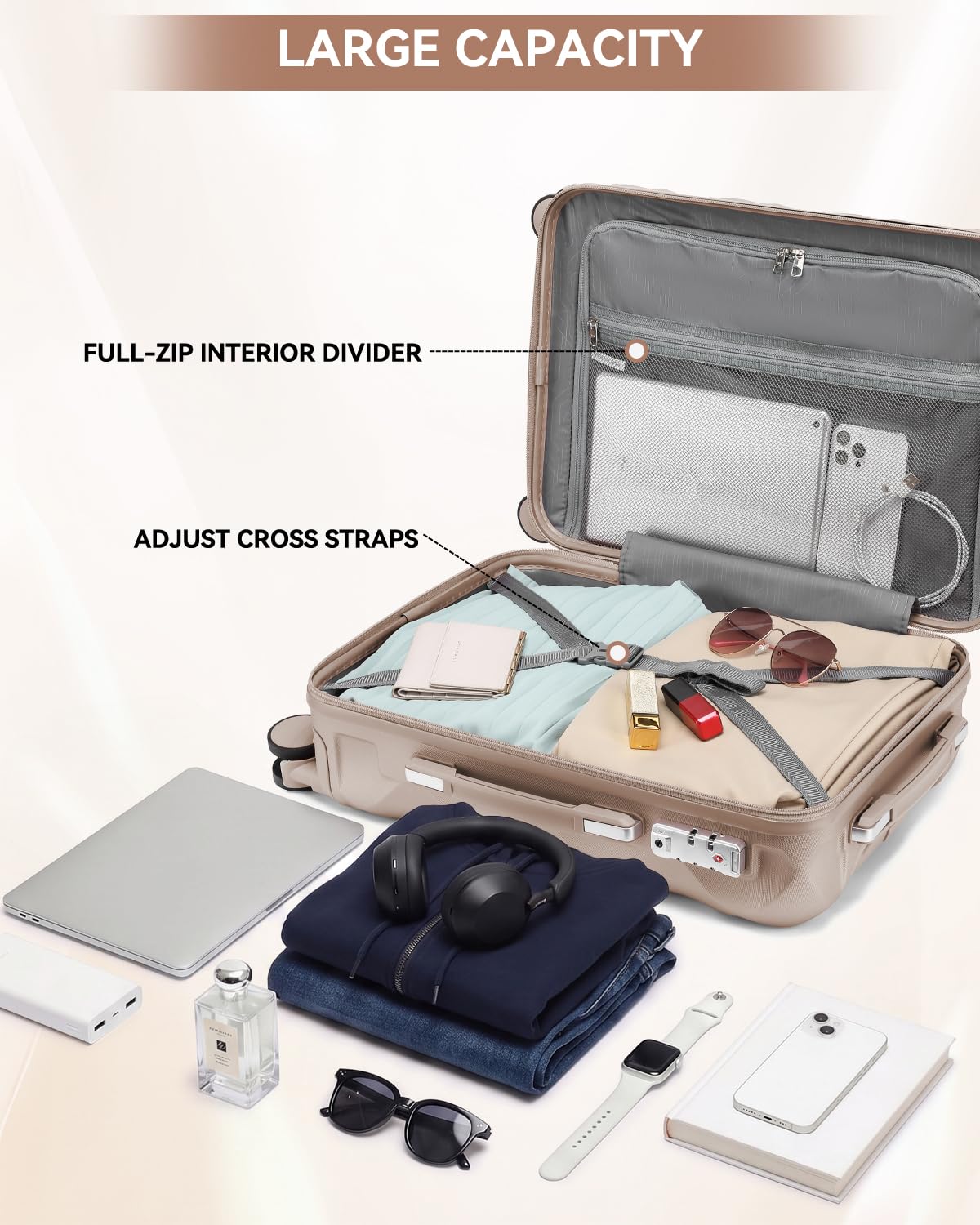 Sea choice Valigia Trolley Piccola ABS Bagaglio a Mano con Borsa da Toilette e Borsa da Viaggio Valigie con Lucchetto TSA Ruote a 360°