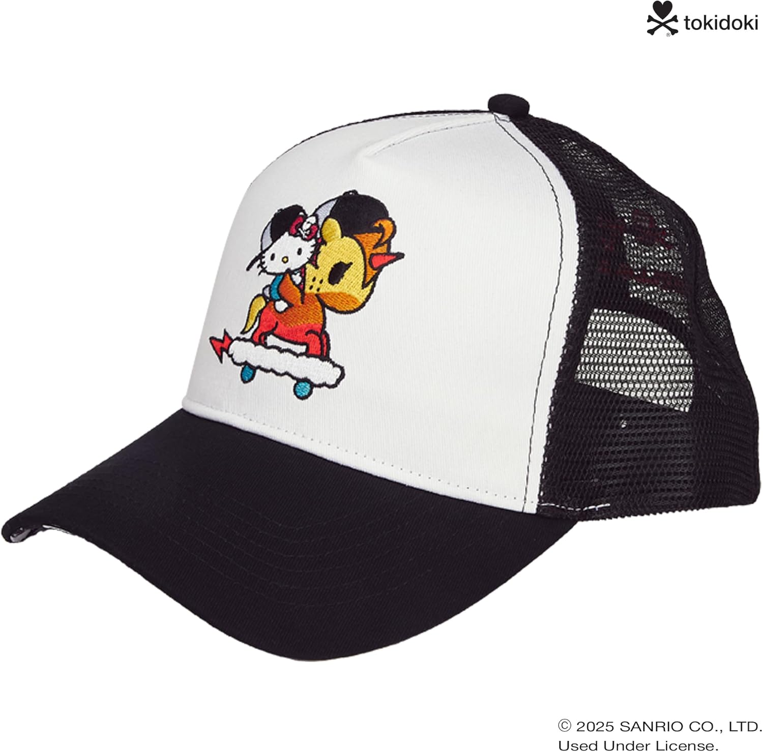 Tokidoki - Hello Kitty Skater Trucker Hat, Snapback Hat with Embroidered Graphic, Women's Cap, 100% Polly Twill, One Size White - Image 7