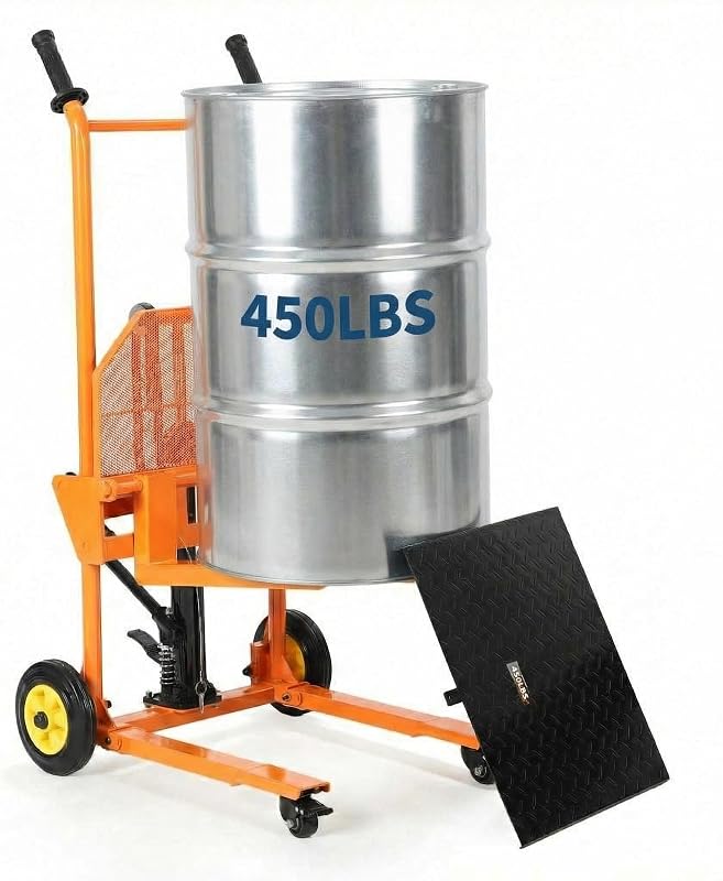 450LBS Hydraulic Material Lift Dolly-Adjustable Manual Fork Winch Stacker,Pallet Truck Fork Lift Dolly Cart with Removable Platform, 36" Max Lift
